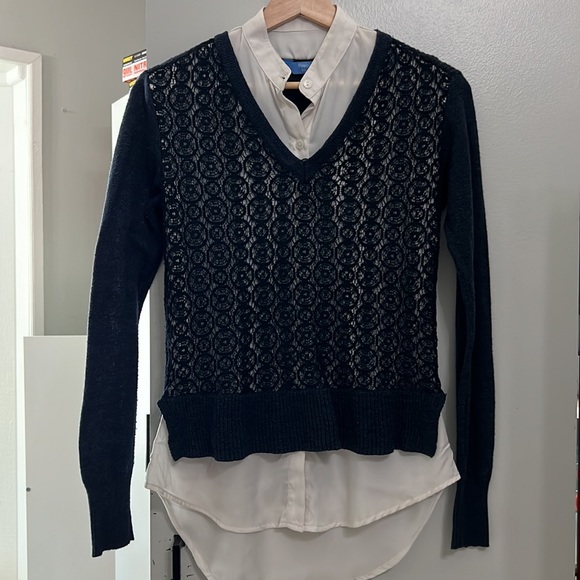 Simply Vera Vera Wang Mock-Layer Sweater in Navy Blue - Picture 11 of 12